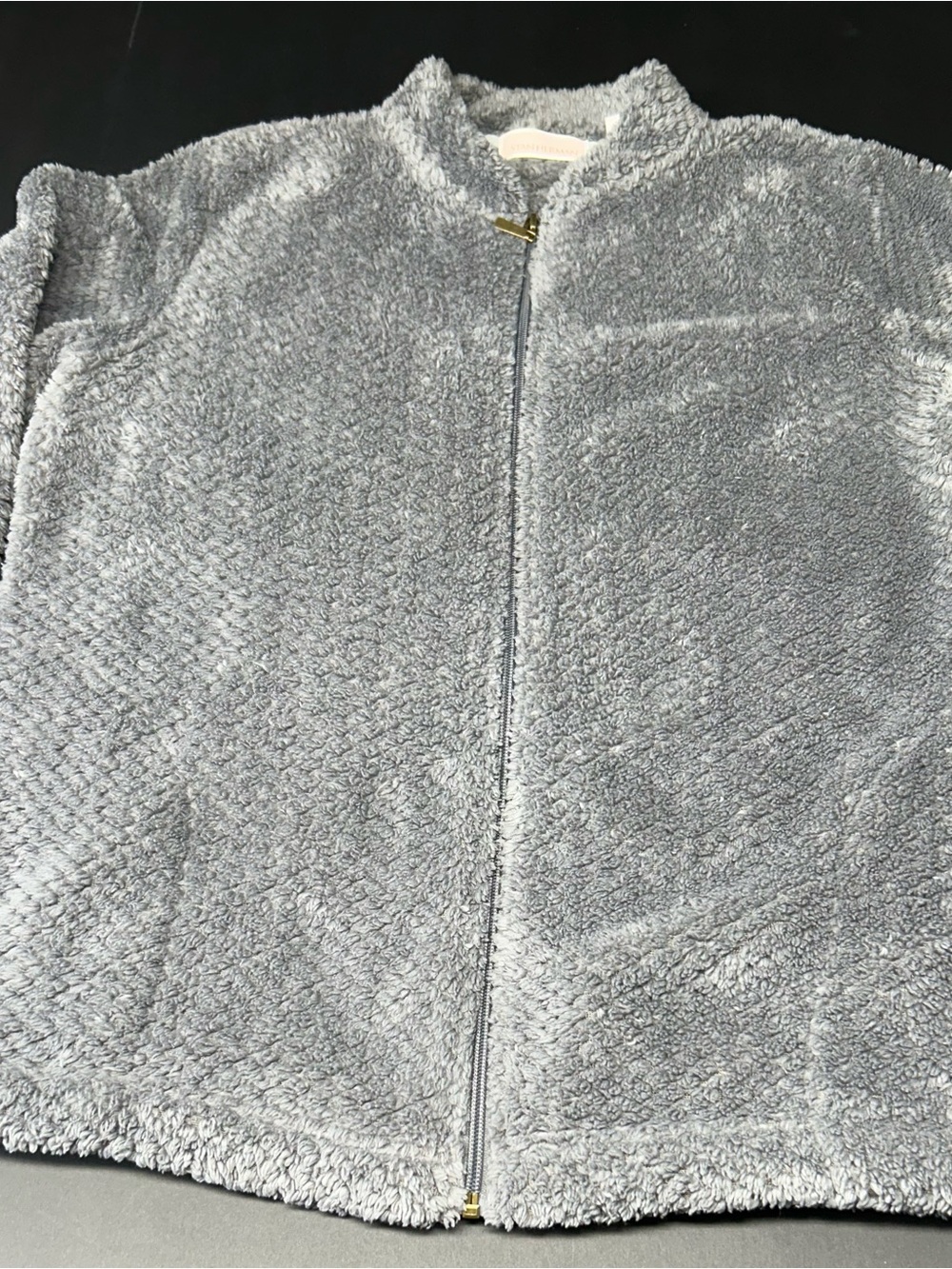 Stan Herman Light Gray Sherpa/Fleece Zip Utility Jacket, women’s Medium